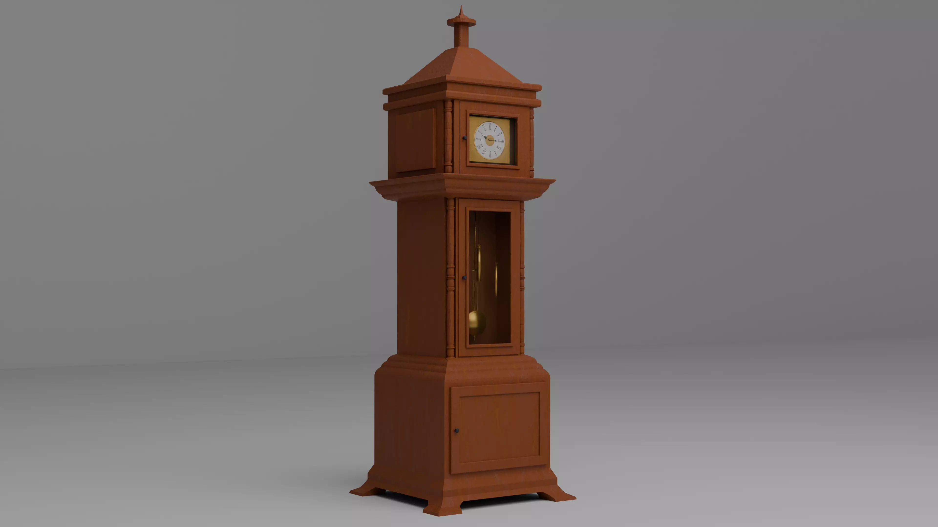 Grandfather clock Low-poly 3D model_0