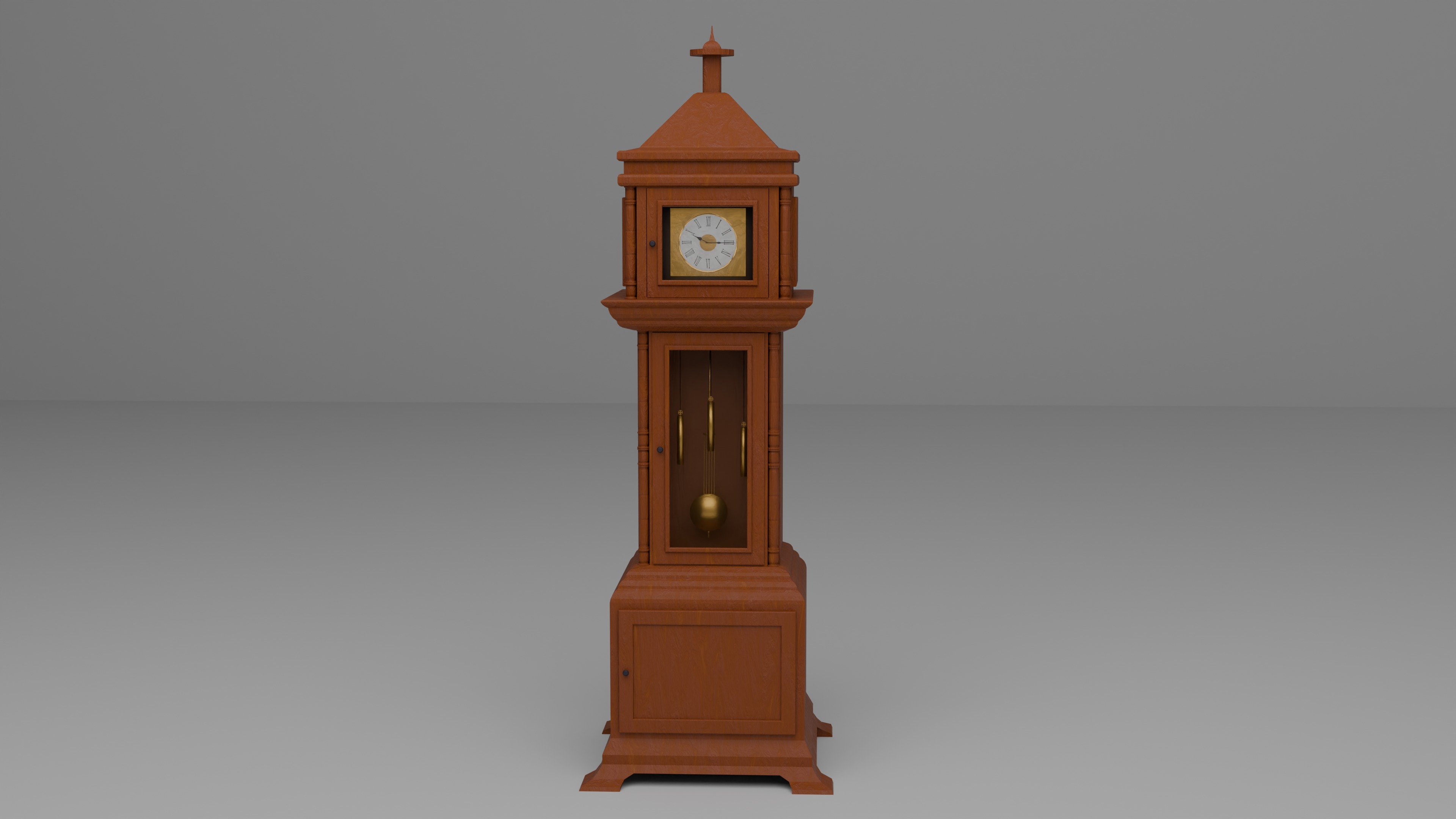 Grandfather clock Low-poly 3D model_3
