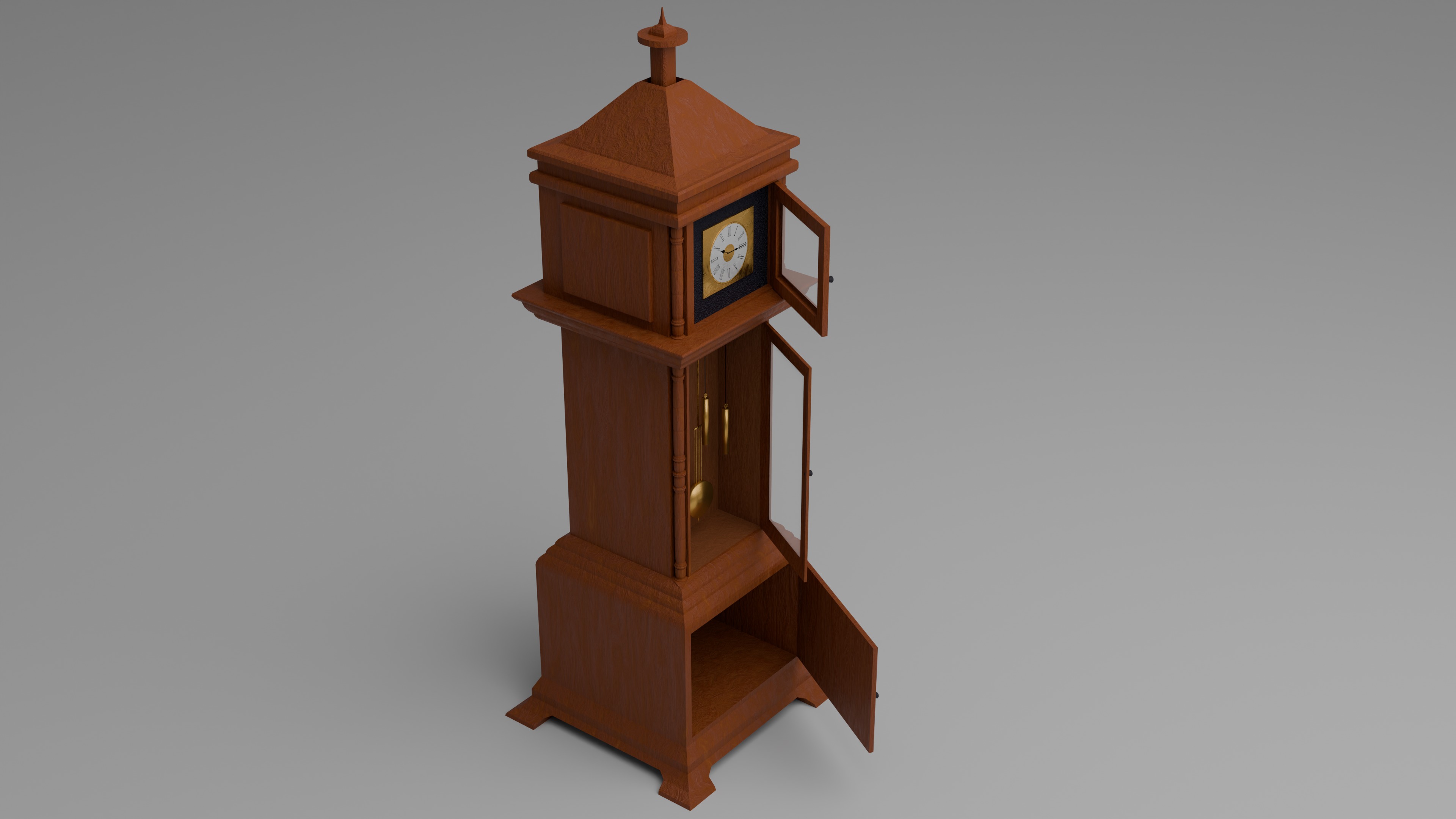 Grandfather clock Low-poly 3D model_2