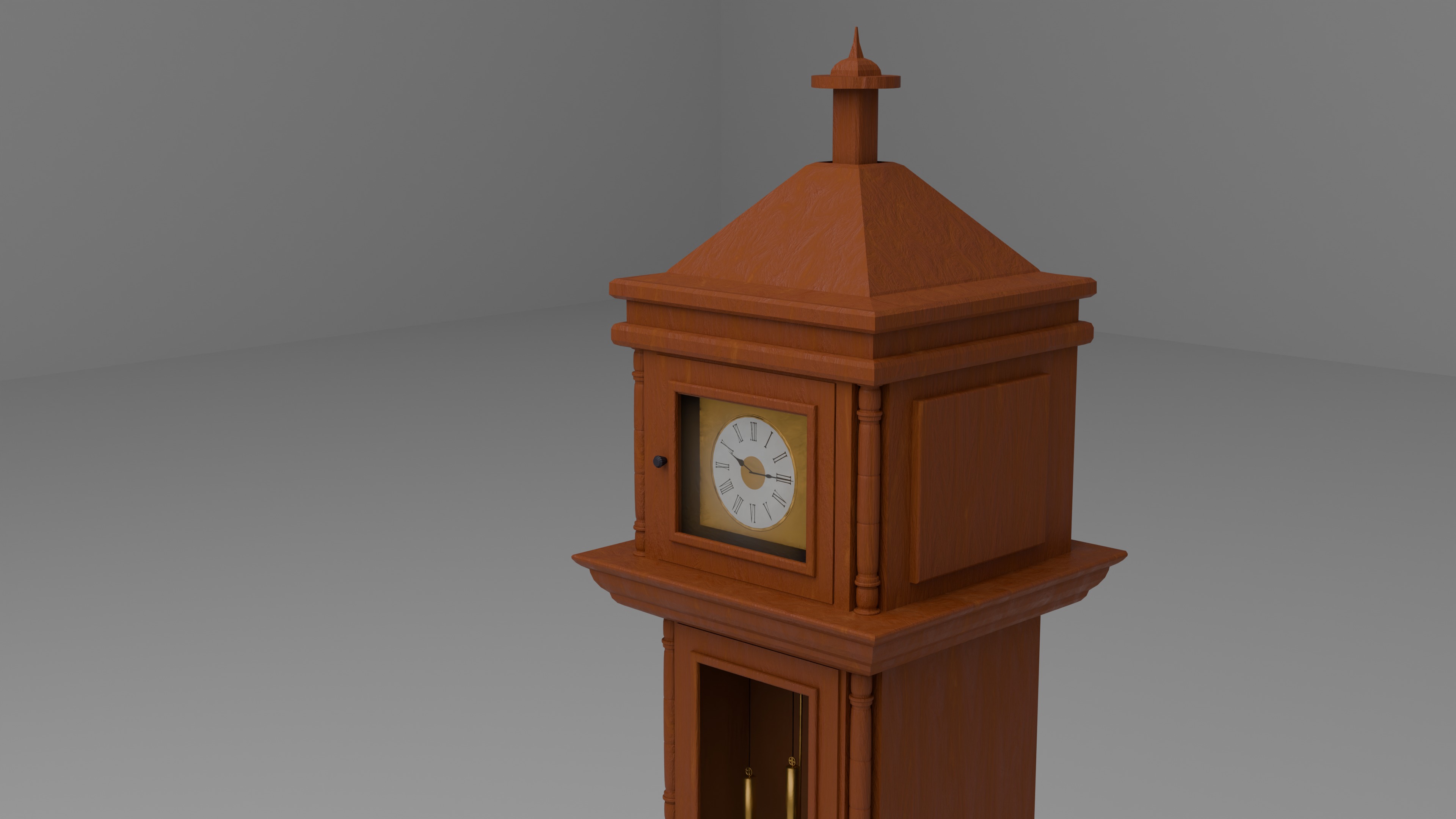 Grandfather clock Low-poly 3D model_4