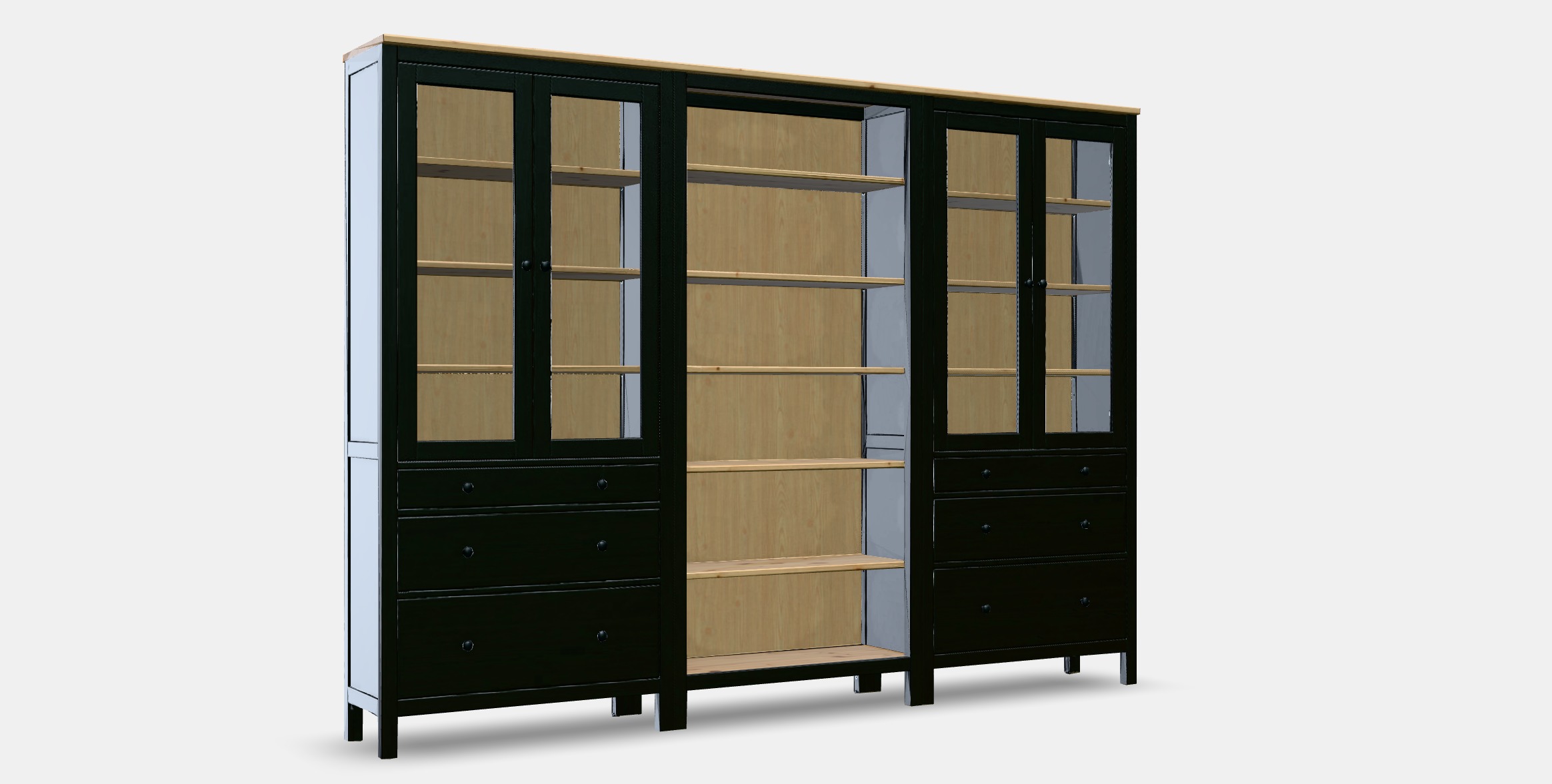 HEMNES Storage combination w doors-drawers 1 Low-poly 3D model_9