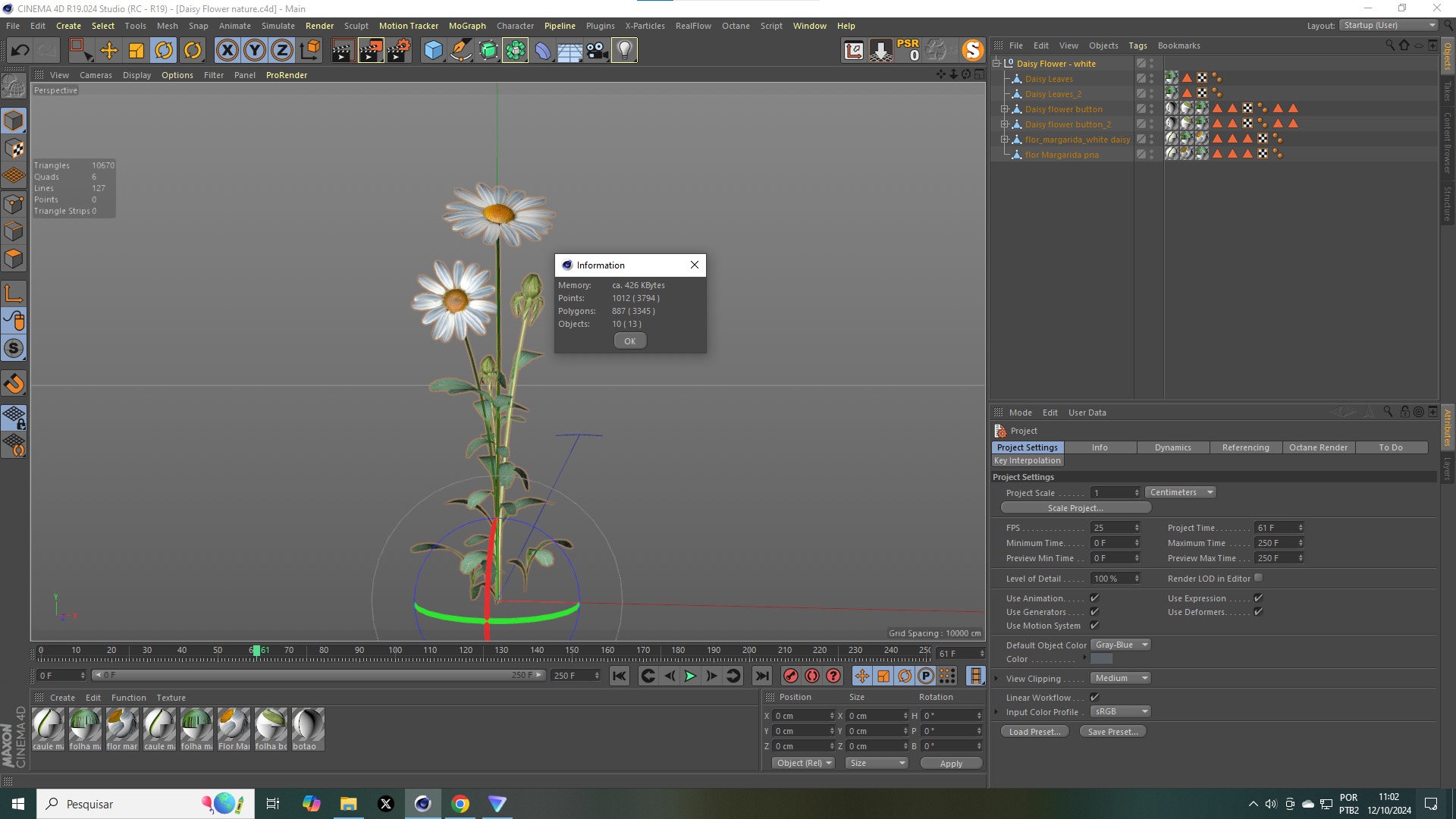 Daisy Flower 3D model_14