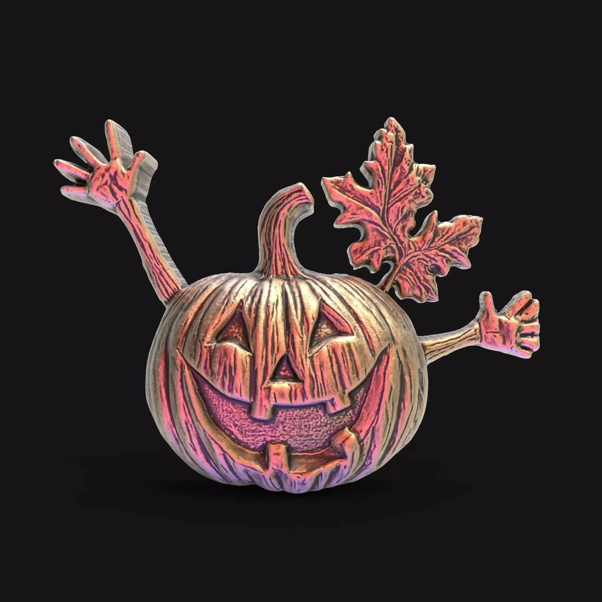 pumpkin with hand wall decor 3D print model