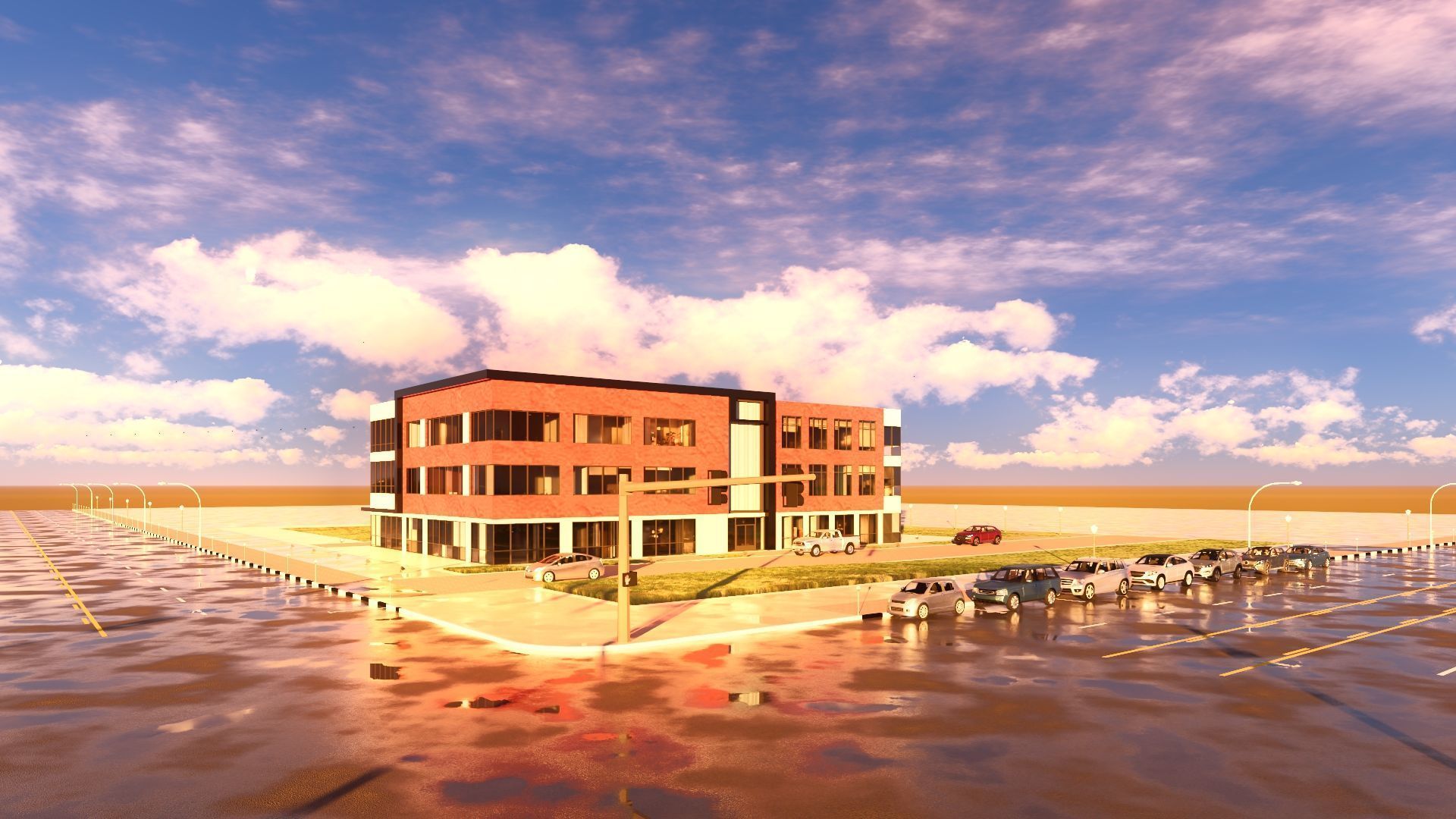 Modern American Office or Mixed Use Building  3D model_3