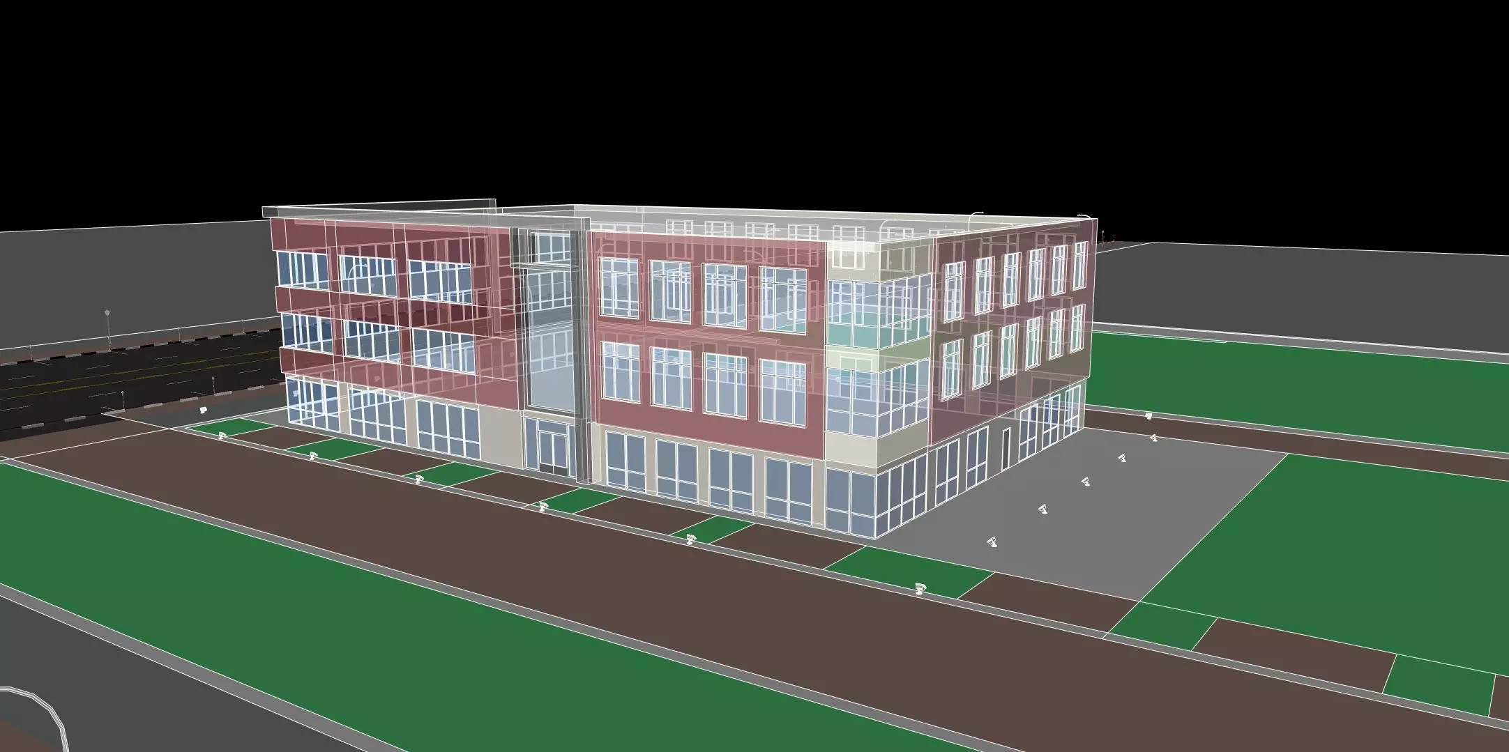 Modern American Office or Mixed Use Building  3D model_0