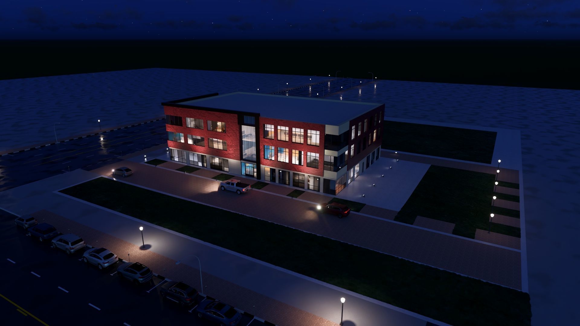 Modern American Office or Mixed Use Building  3D model_10