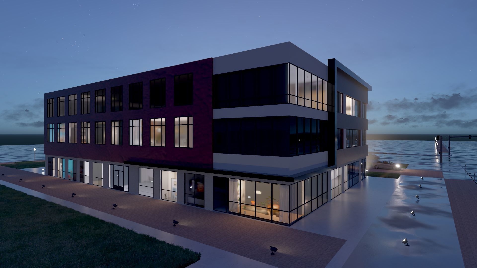 Modern American Office or Mixed Use Building  3D model_4