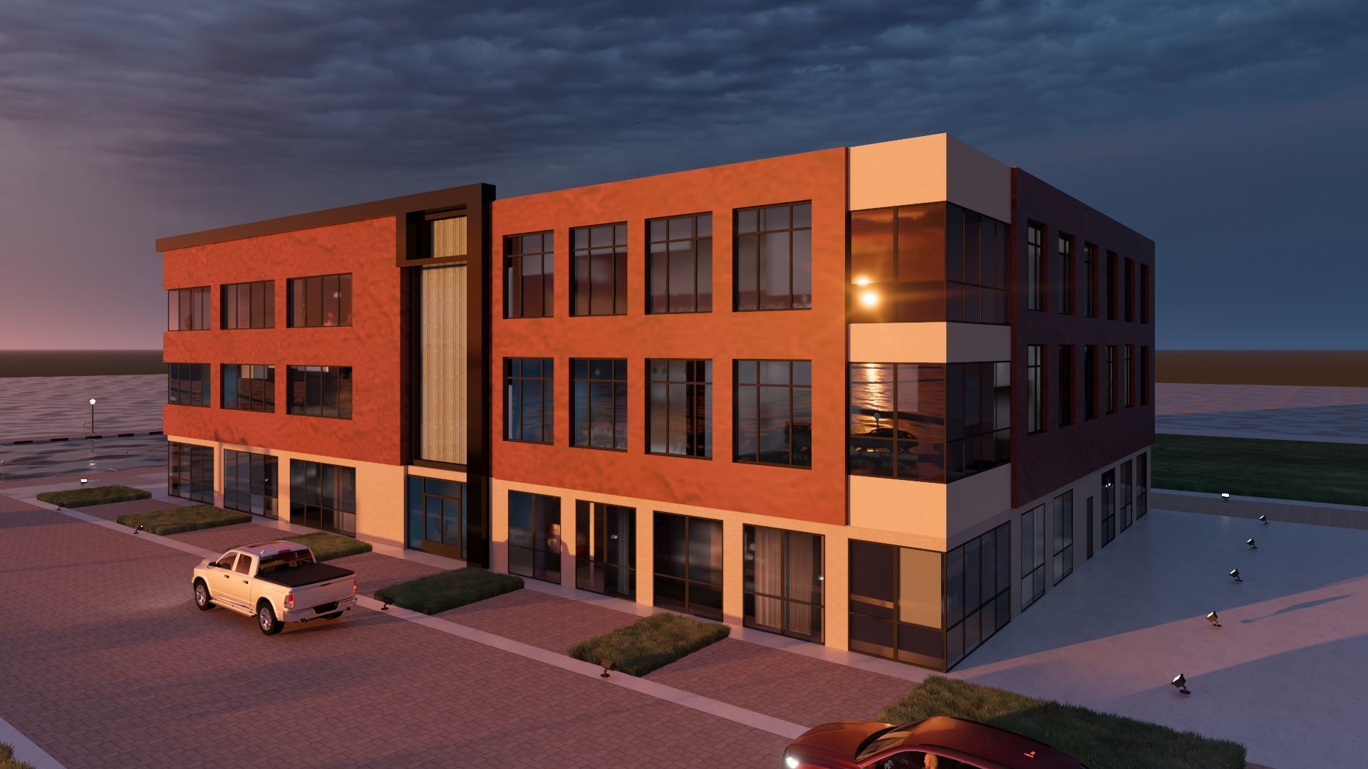 Modern American Office or Mixed Use Building  3D model_8