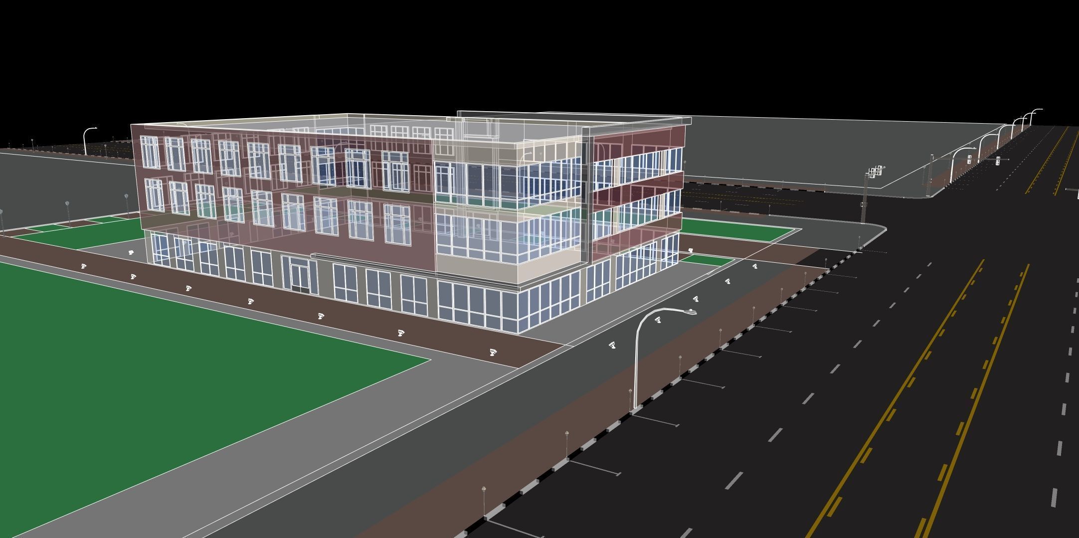 Modern American Office or Mixed Use Building  3D model_1