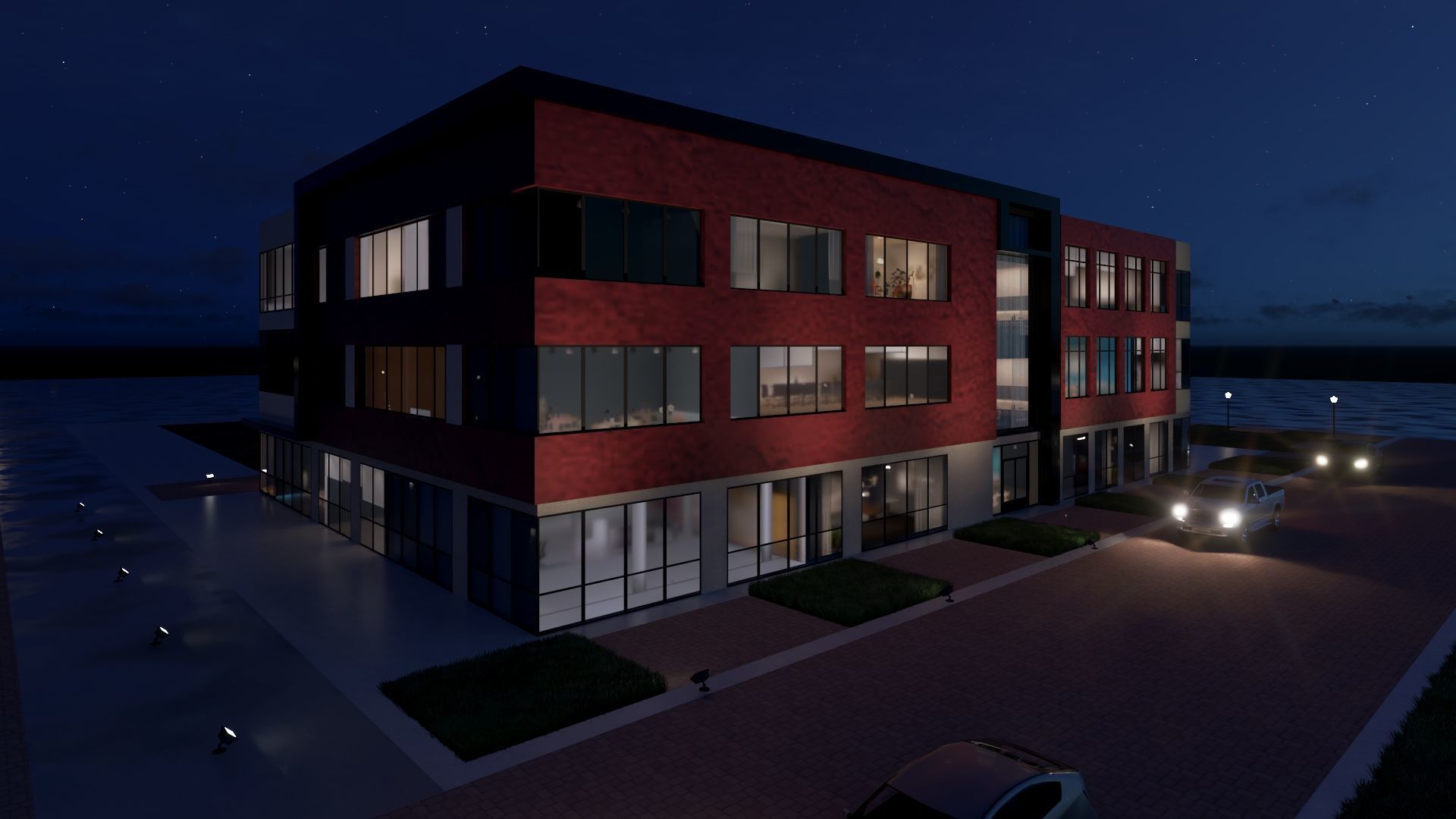 Modern American Office or Mixed Use Building  3D model_6