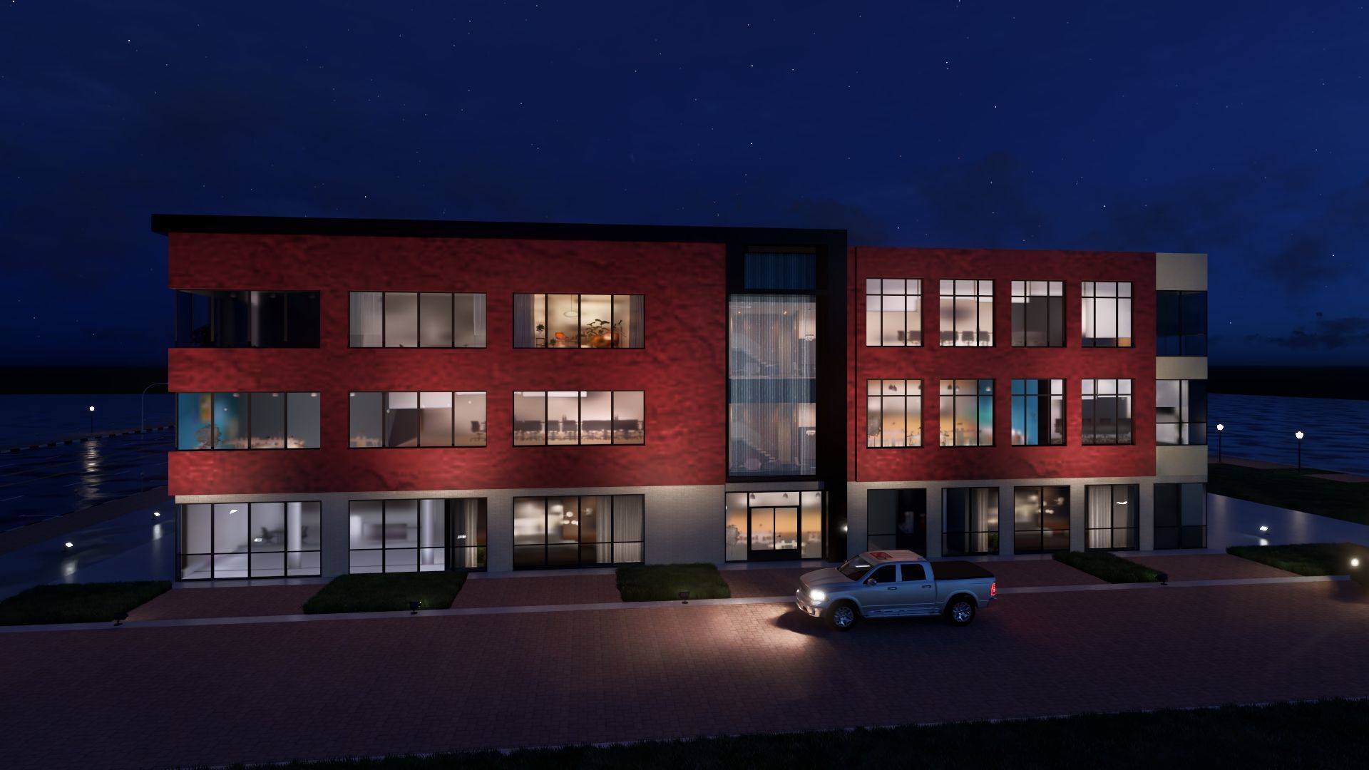 Modern American Office or Mixed Use Building  3D model_2