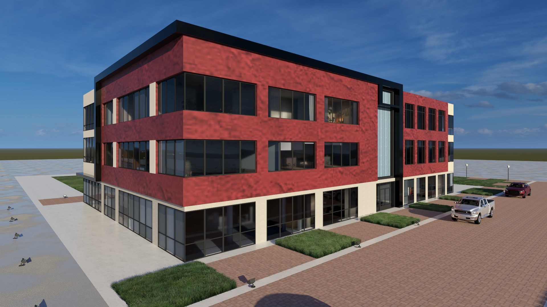 Modern American Office or Mixed Use Building  3D model_5