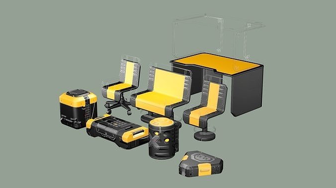 Toolkit Sci-Fi Props Set 3D Model Low-poly 3D model