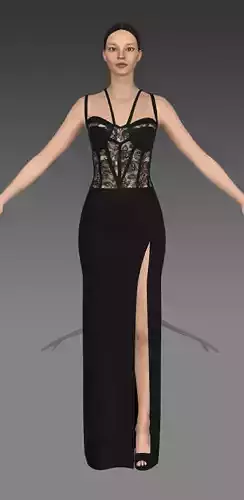 Corset dress lace  Low-poly 3D model