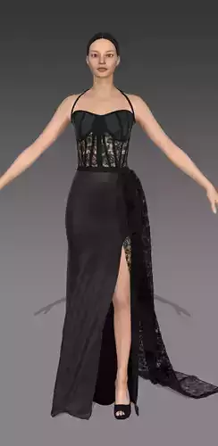 Corset dress shine Low-poly 3D model