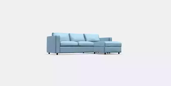 VIMLE 3-seat sofa with chaise longue 8 Low-poly 3D model