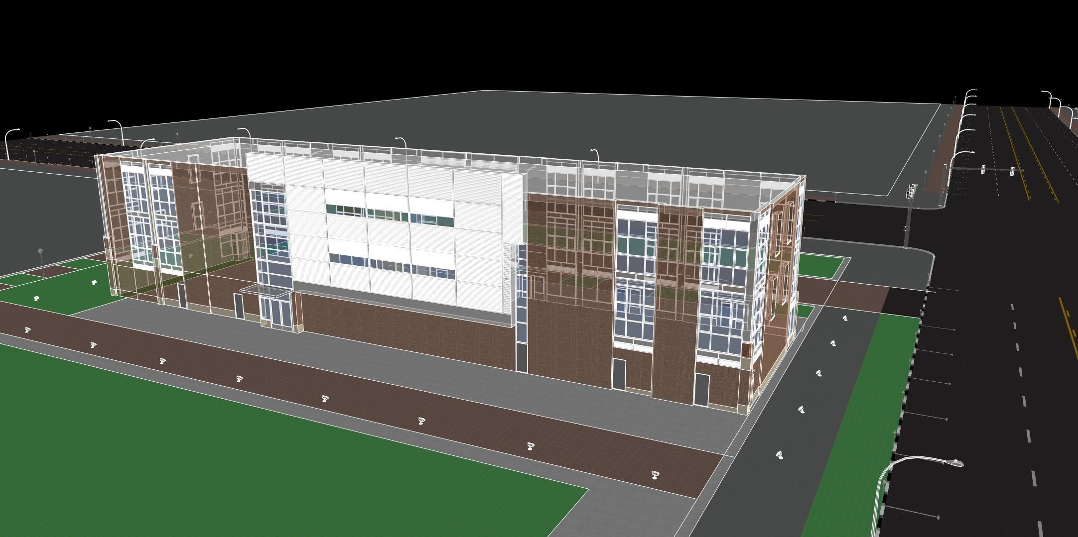 Modern American Multifamily or Mixed Use or office  Building 3D model_8