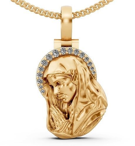Virgin Mary silver pendant gold jewelry printable 3D model 3D print model