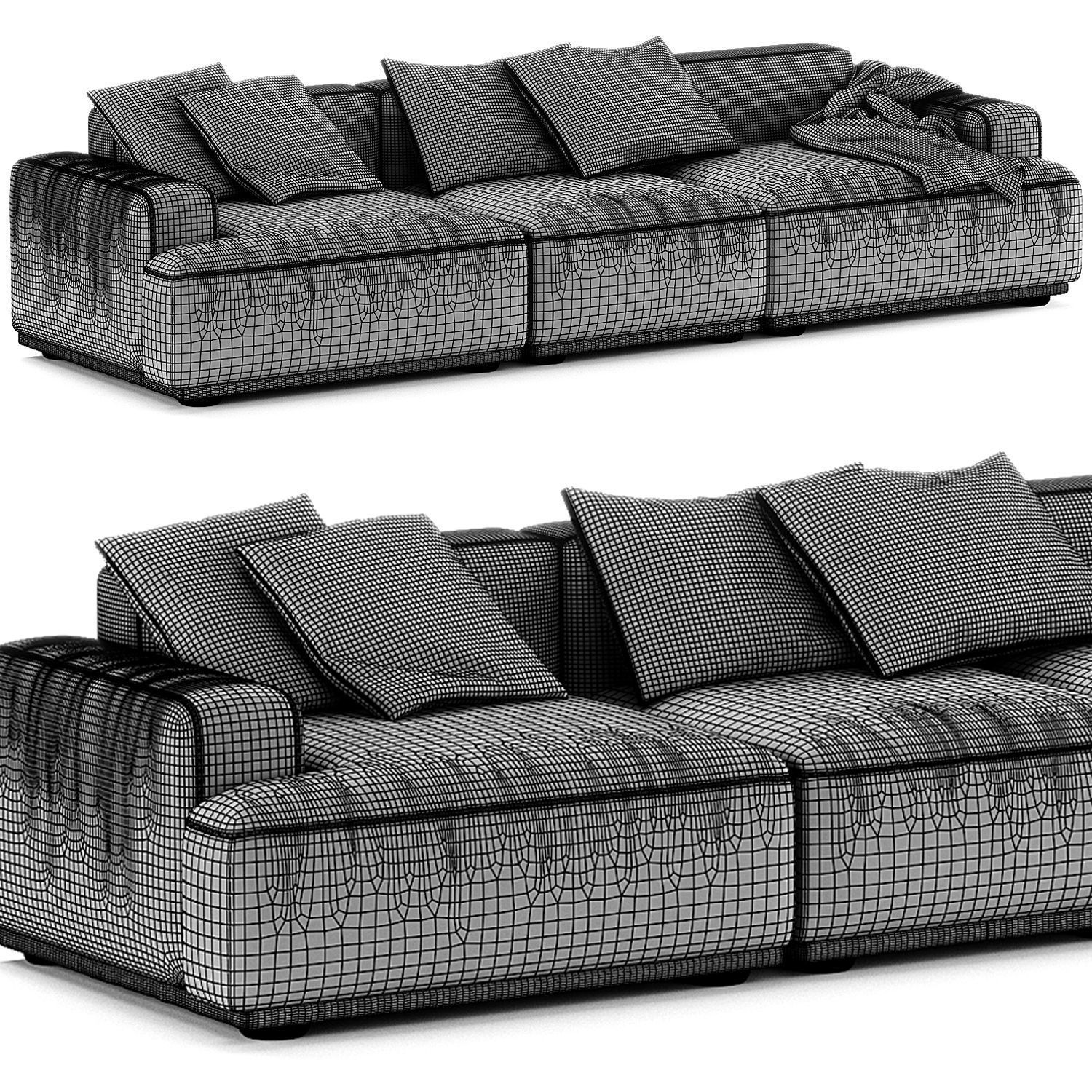 Connect Soft Modular Sofa 3 Seater 3D model_4