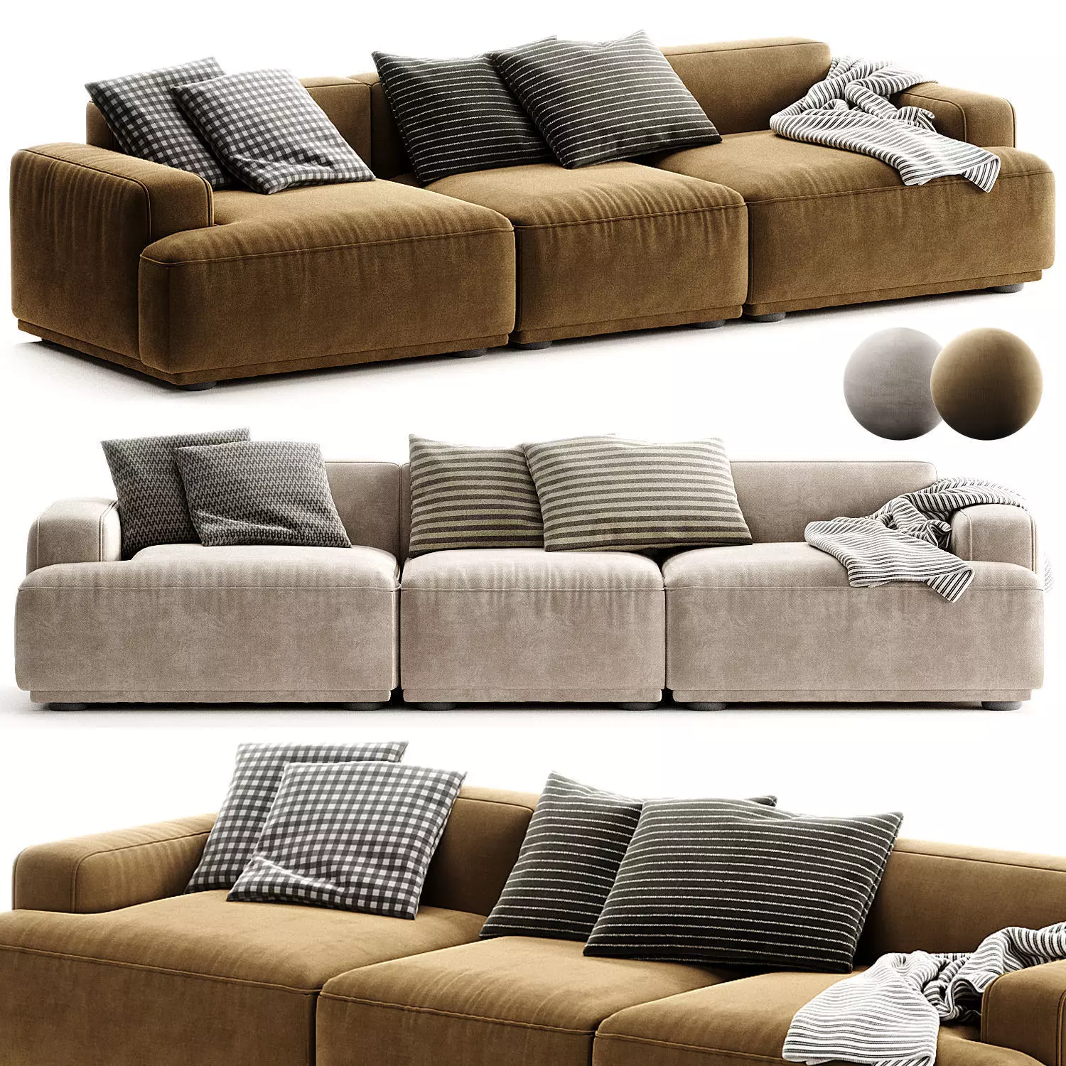 Connect Soft Modular Sofa 3 Seater 3D model_0