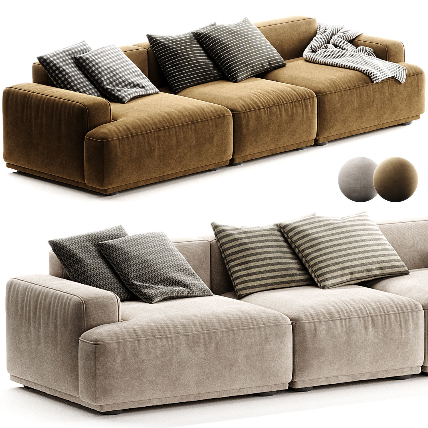 Connect Soft Modular Sofa 3 Seater 3D model_3