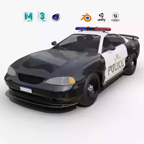 Fast Police Car Realistic and Game Ready Asset Low-poly 3D model