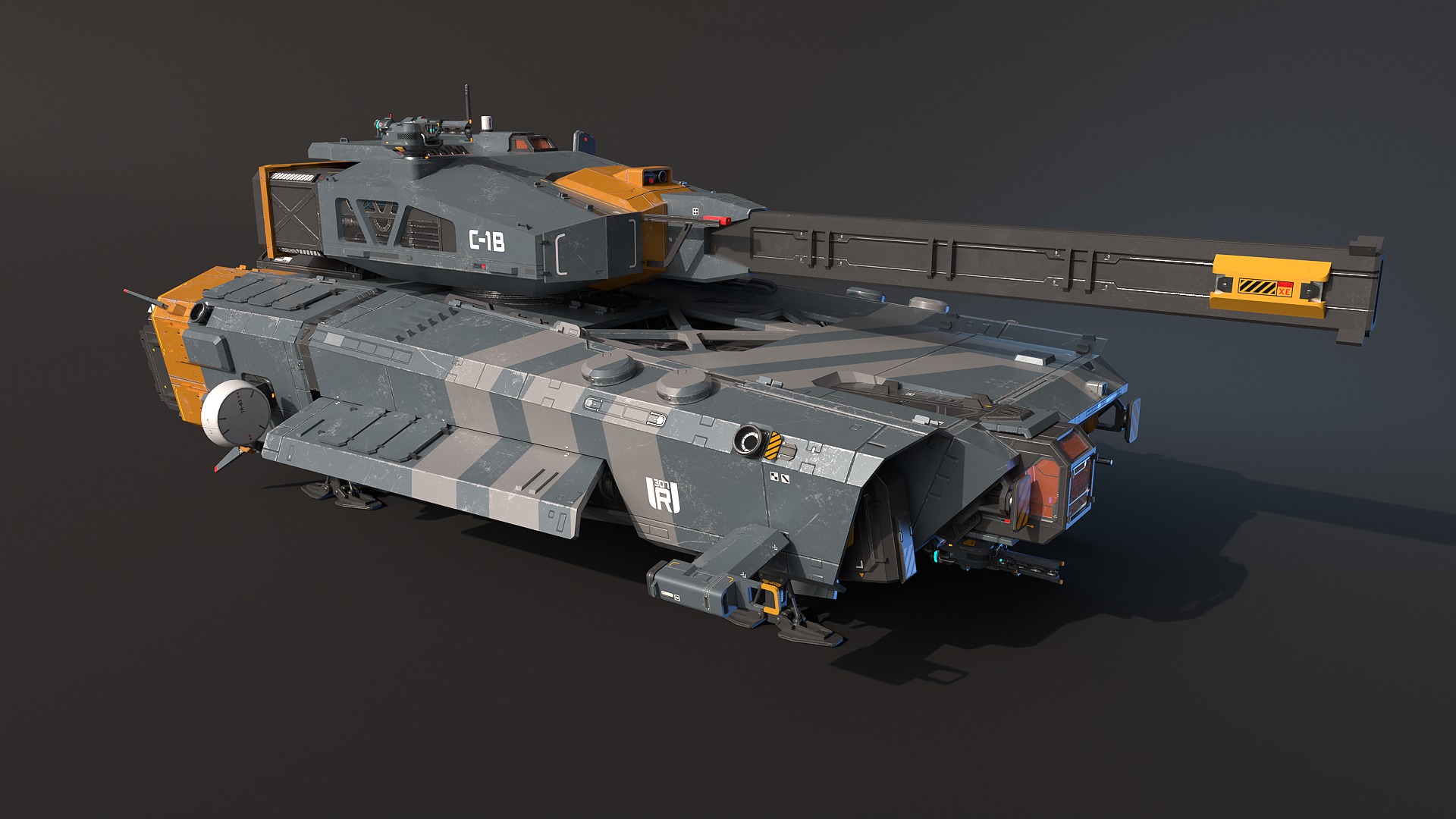 Spaceship Tank Low-poly 3D model_2