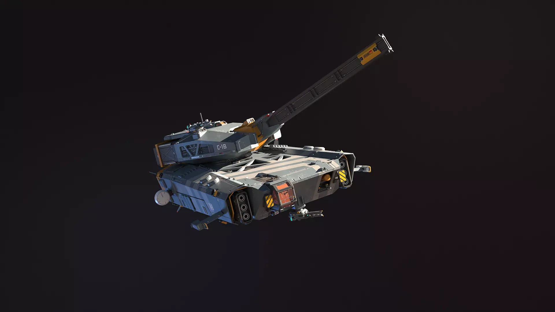 Spaceship Tank Low-poly 3D model_0