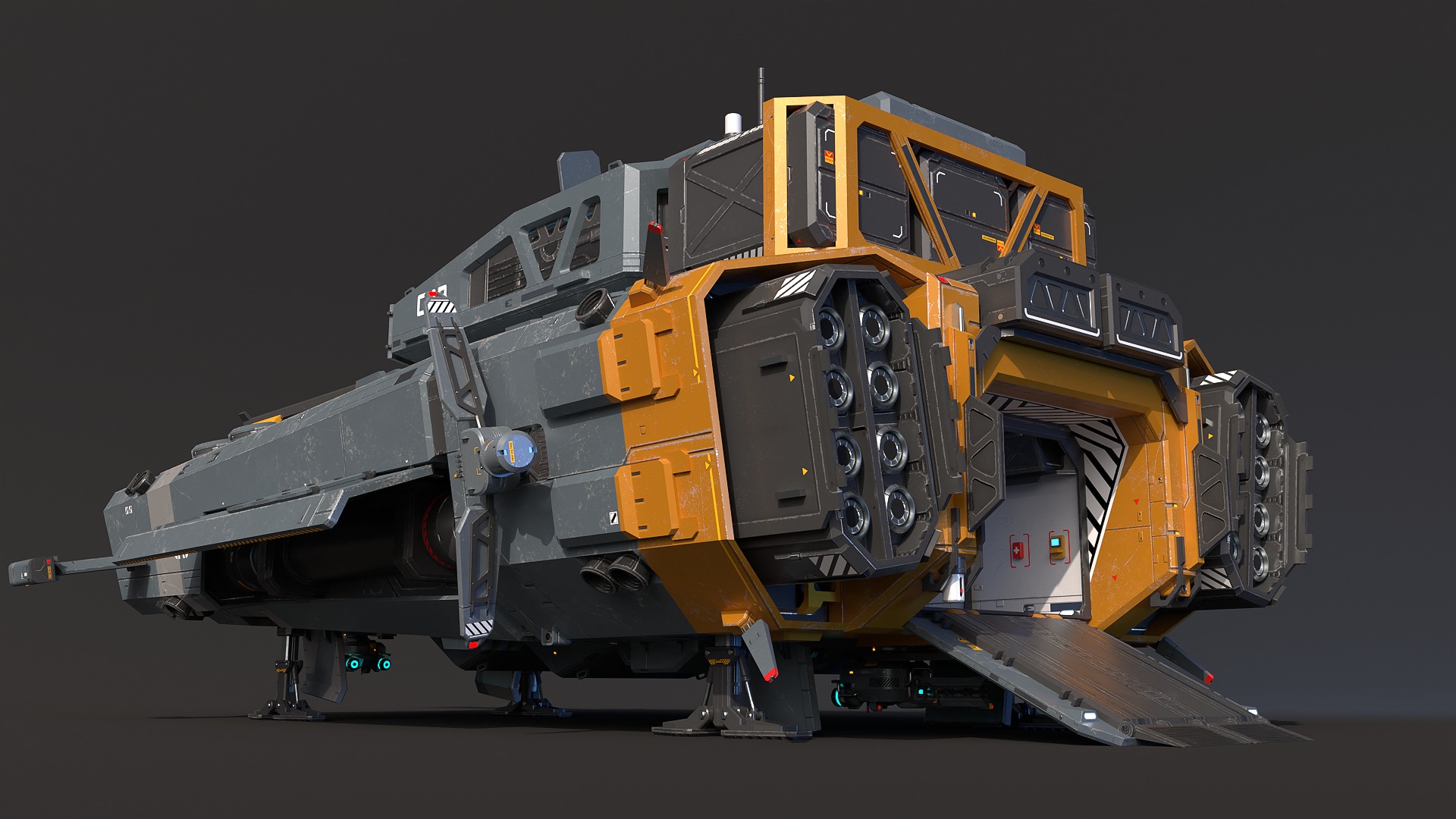 Spaceship Tank Low-poly 3D model_5