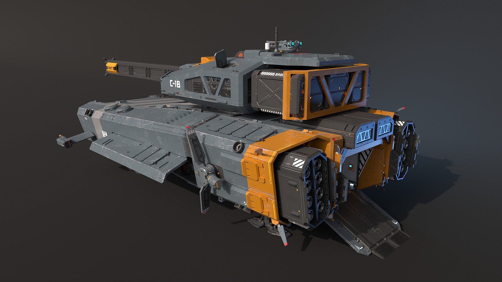 Spaceship Tank Low-poly 3D model_4