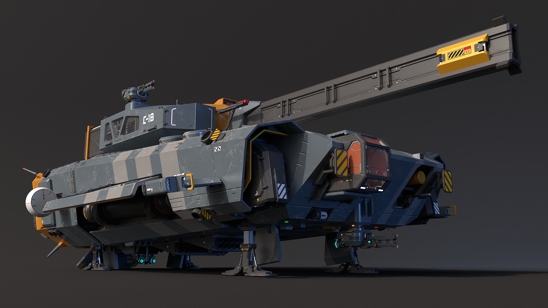 Spaceship Tank Low-poly 3D model_3