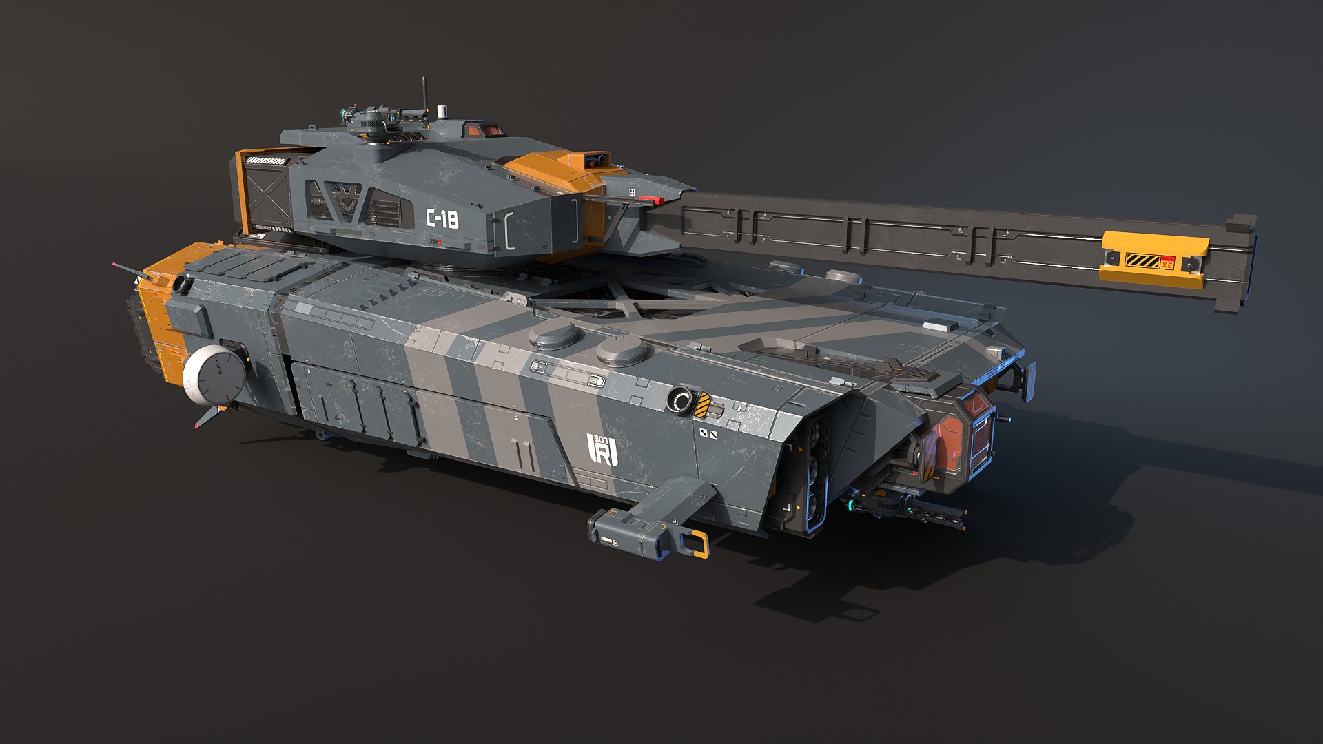 Spaceship Tank Low-poly 3D model_1