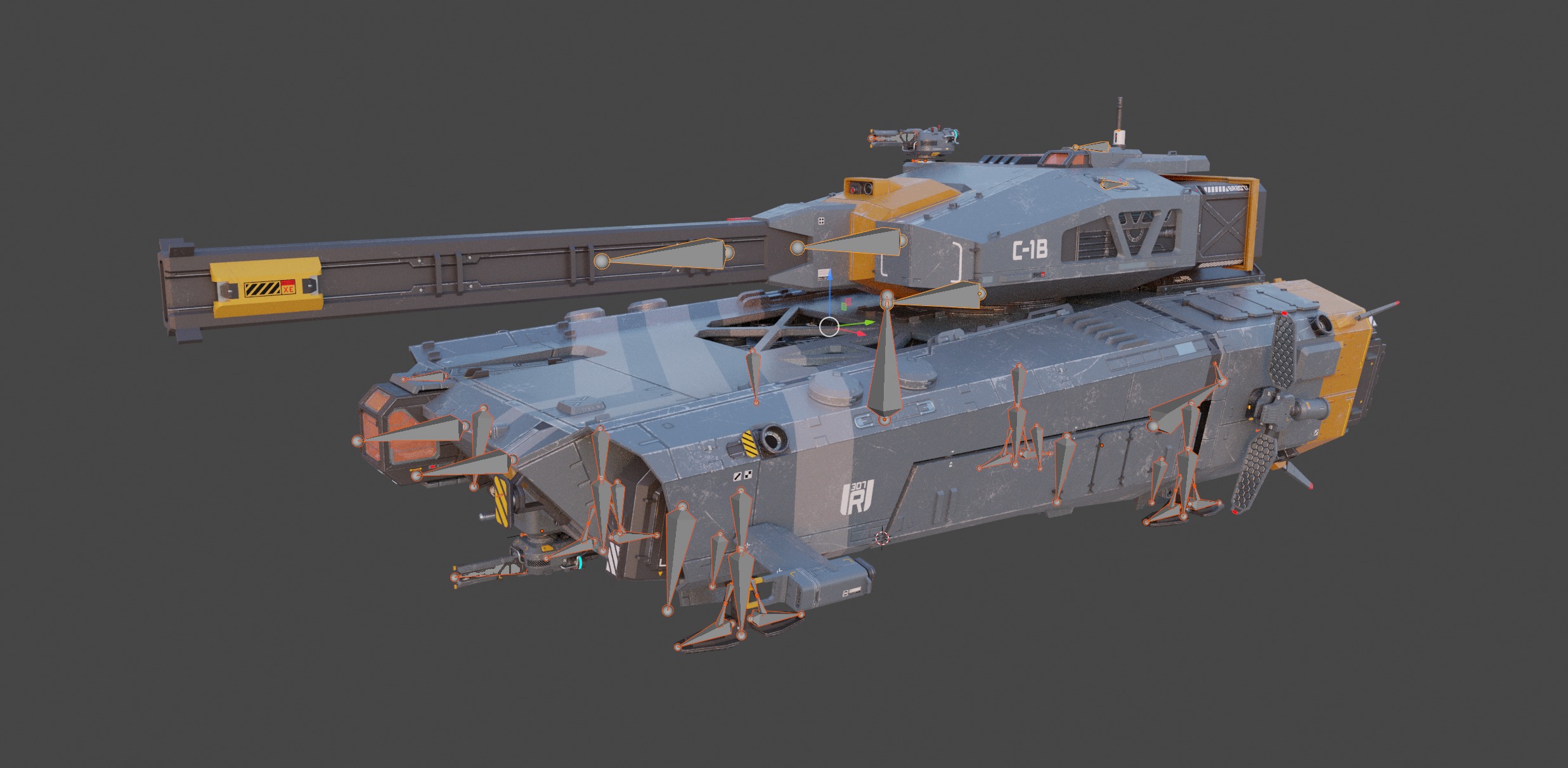 Spaceship Tank Low-poly 3D model_11