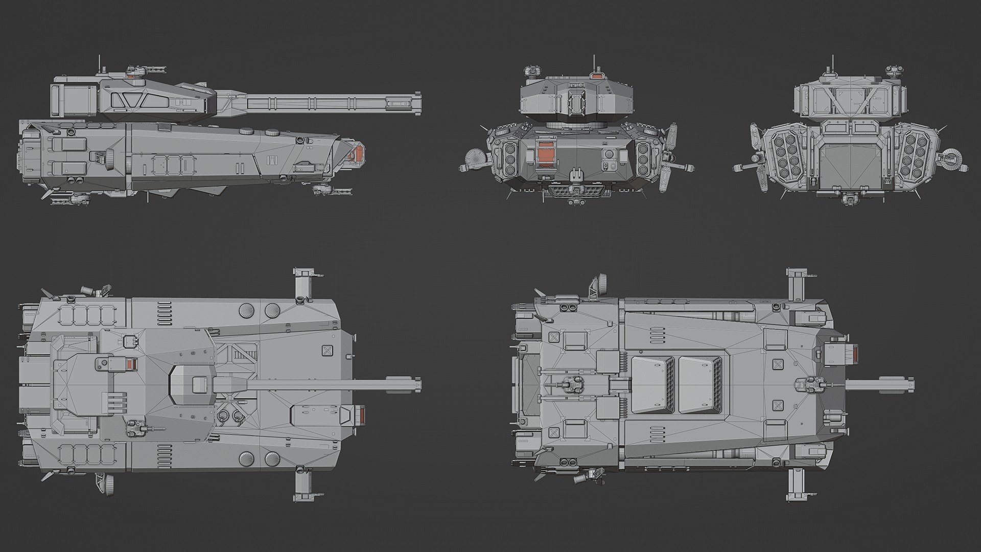 Spaceship Tank Low-poly 3D model_10