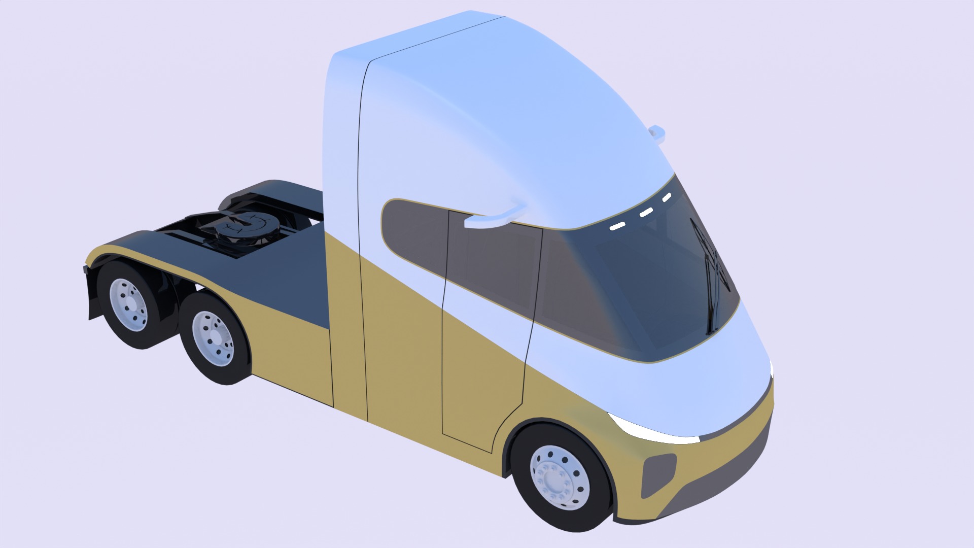 Future semitruck and Luxeed S7 car 3D Model Collection_3