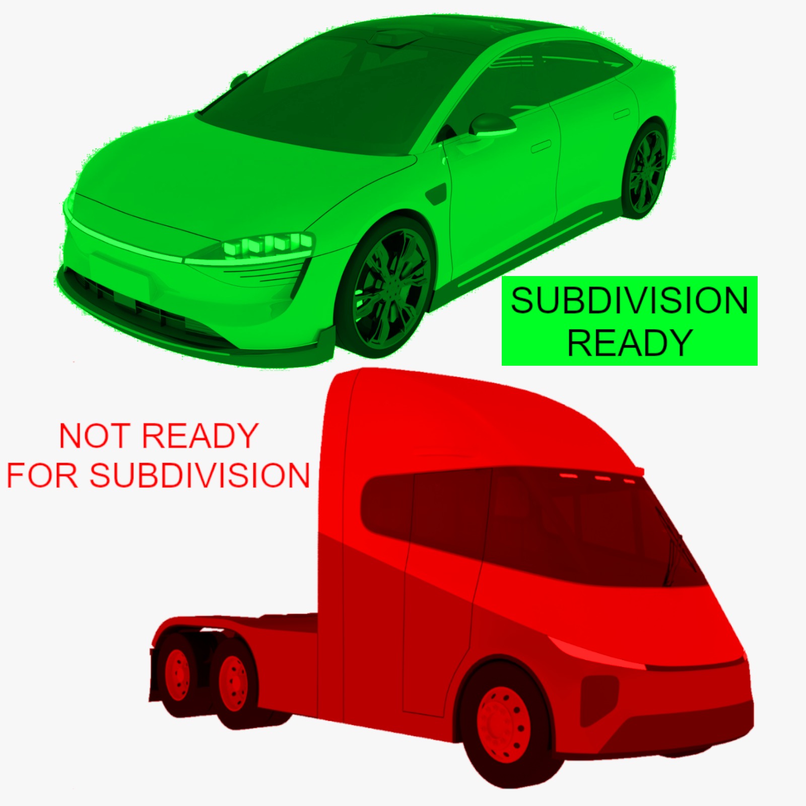 Future semitruck and Luxeed S7 car 3D Model Collection_5