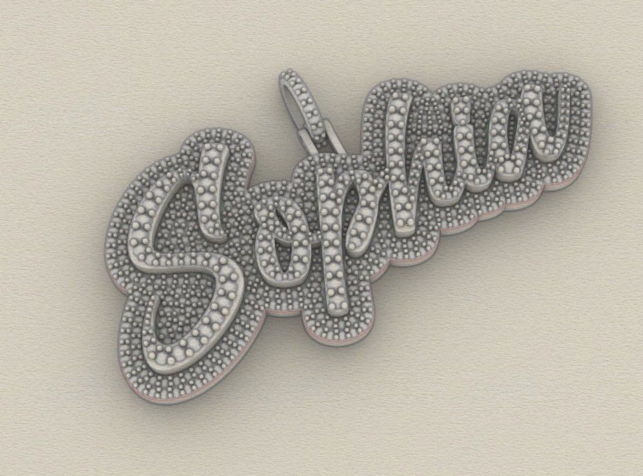 Model 500  Name Digit Necklace Sophia Diamond 3D print model_18