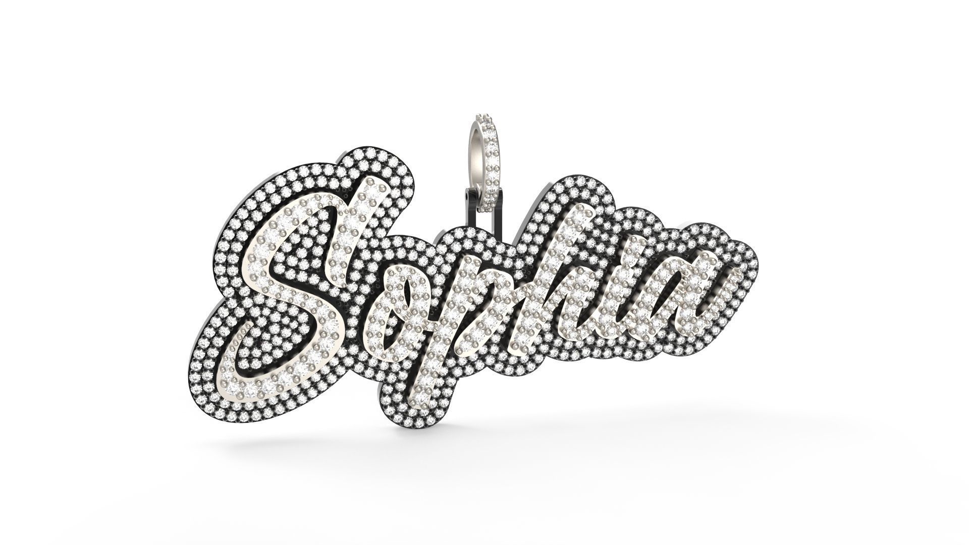 Model 500  Name Digit Necklace Sophia Diamond 3D print model_10