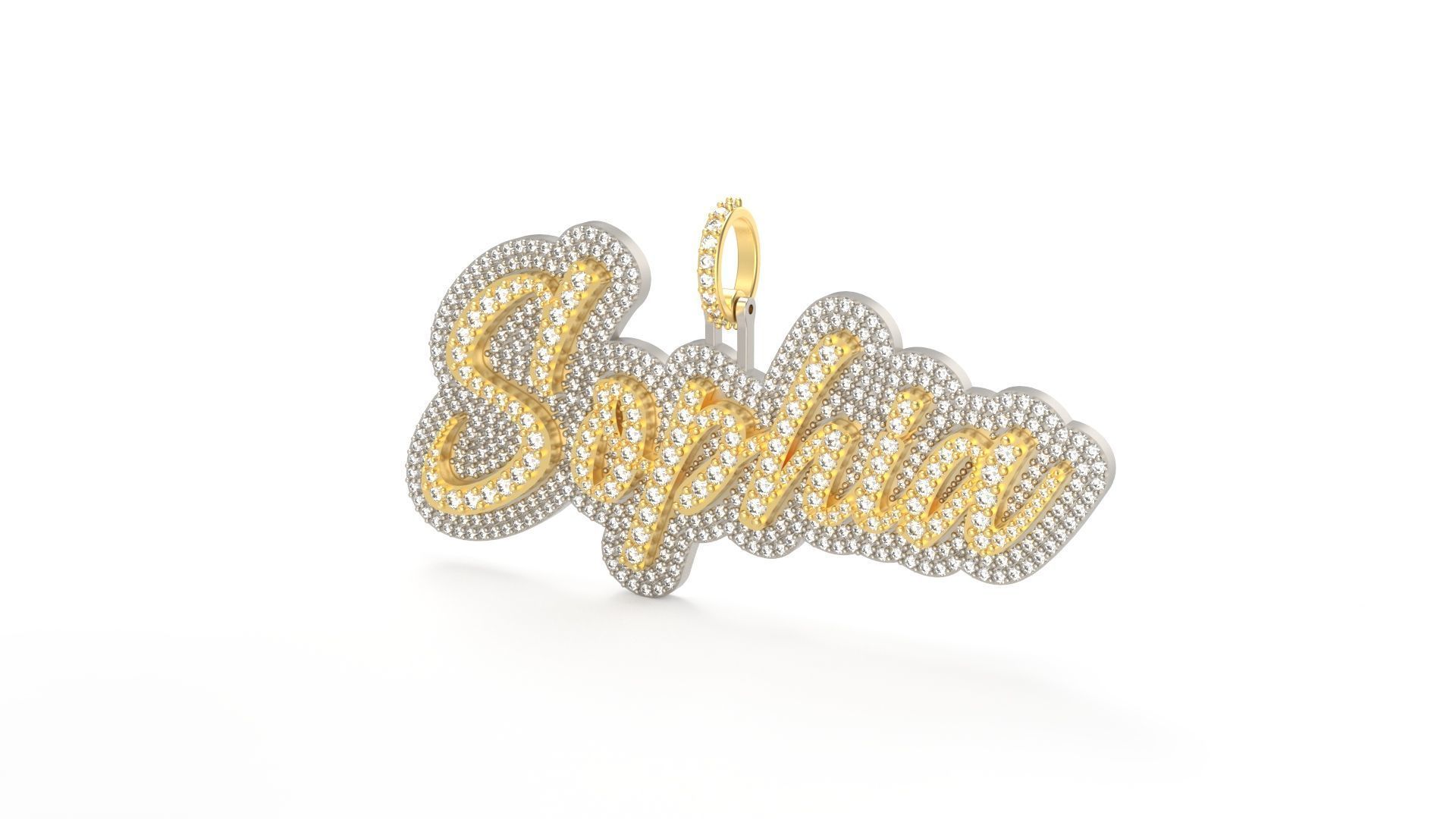 Model 500  Name Digit Necklace Sophia Diamond 3D print model_3