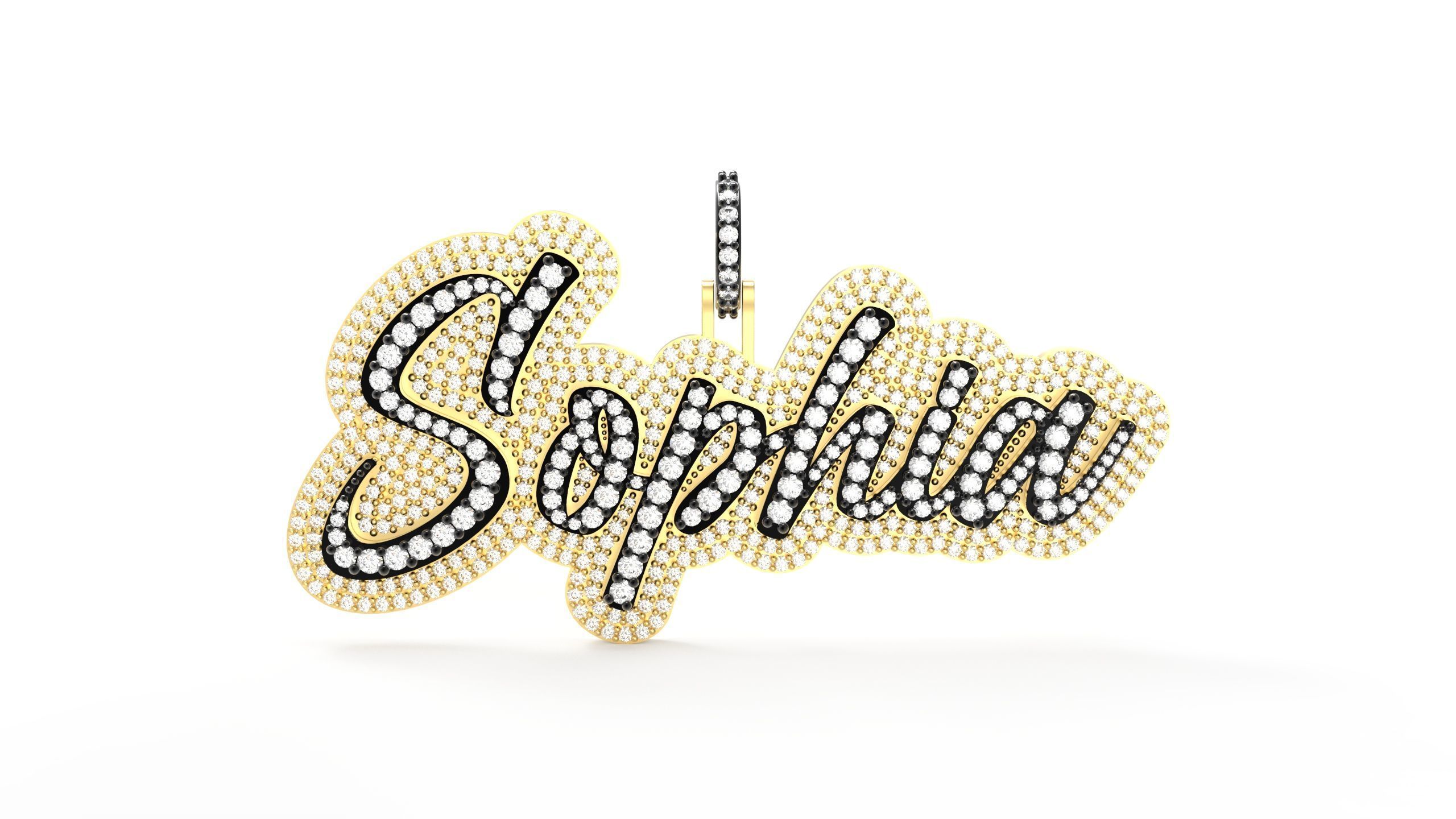 Model 500  Name Digit Necklace Sophia Diamond 3D print model_9