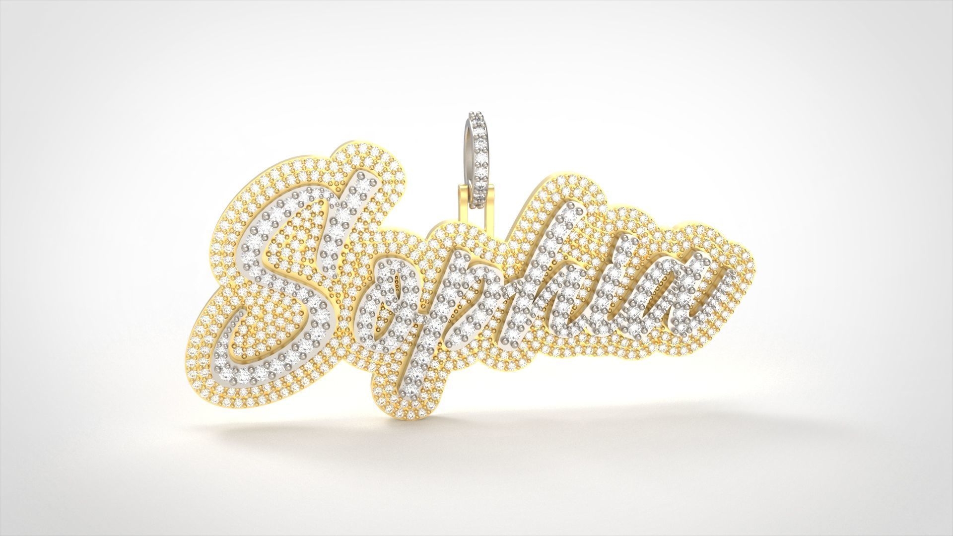 Model 500  Name Digit Necklace Sophia Diamond 3D print model_12