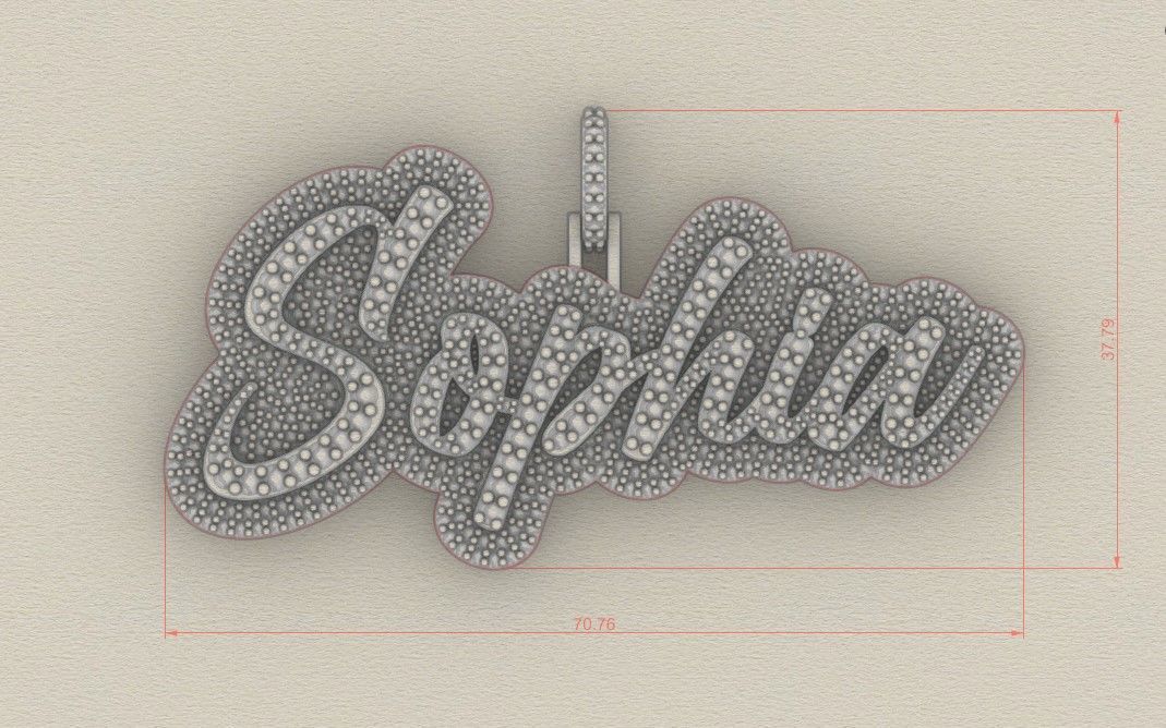 Model 500  Name Digit Necklace Sophia Diamond 3D print model_13
