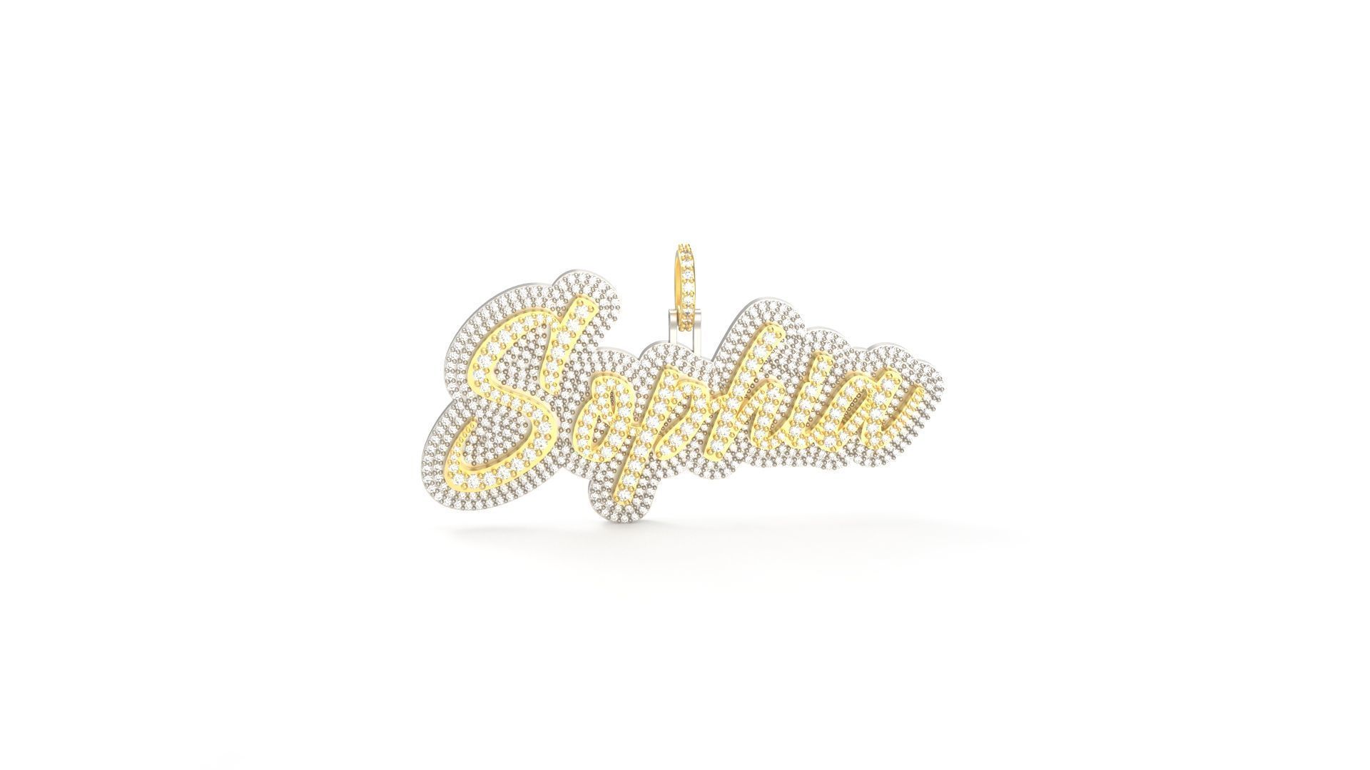 Model 500  Name Digit Necklace Sophia Diamond 3D print model_6