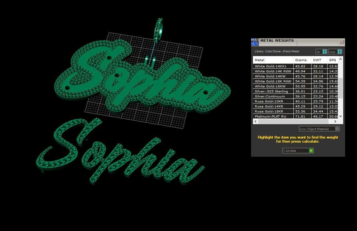 Model 500  Name Digit Necklace Sophia Diamond 3D print model_22