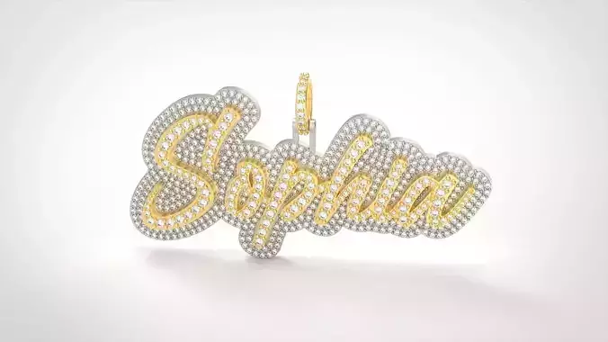 Model 500  Name Digit Necklace Sophia Diamond