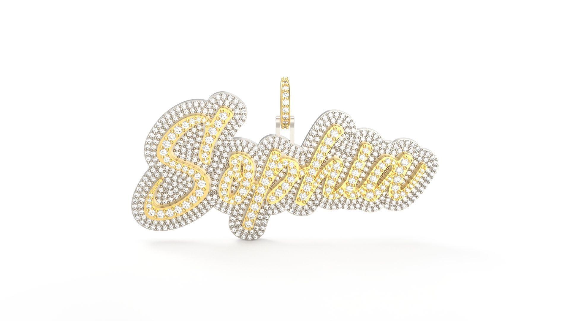 Model 500  Name Digit Necklace Sophia Diamond 3D print model_5