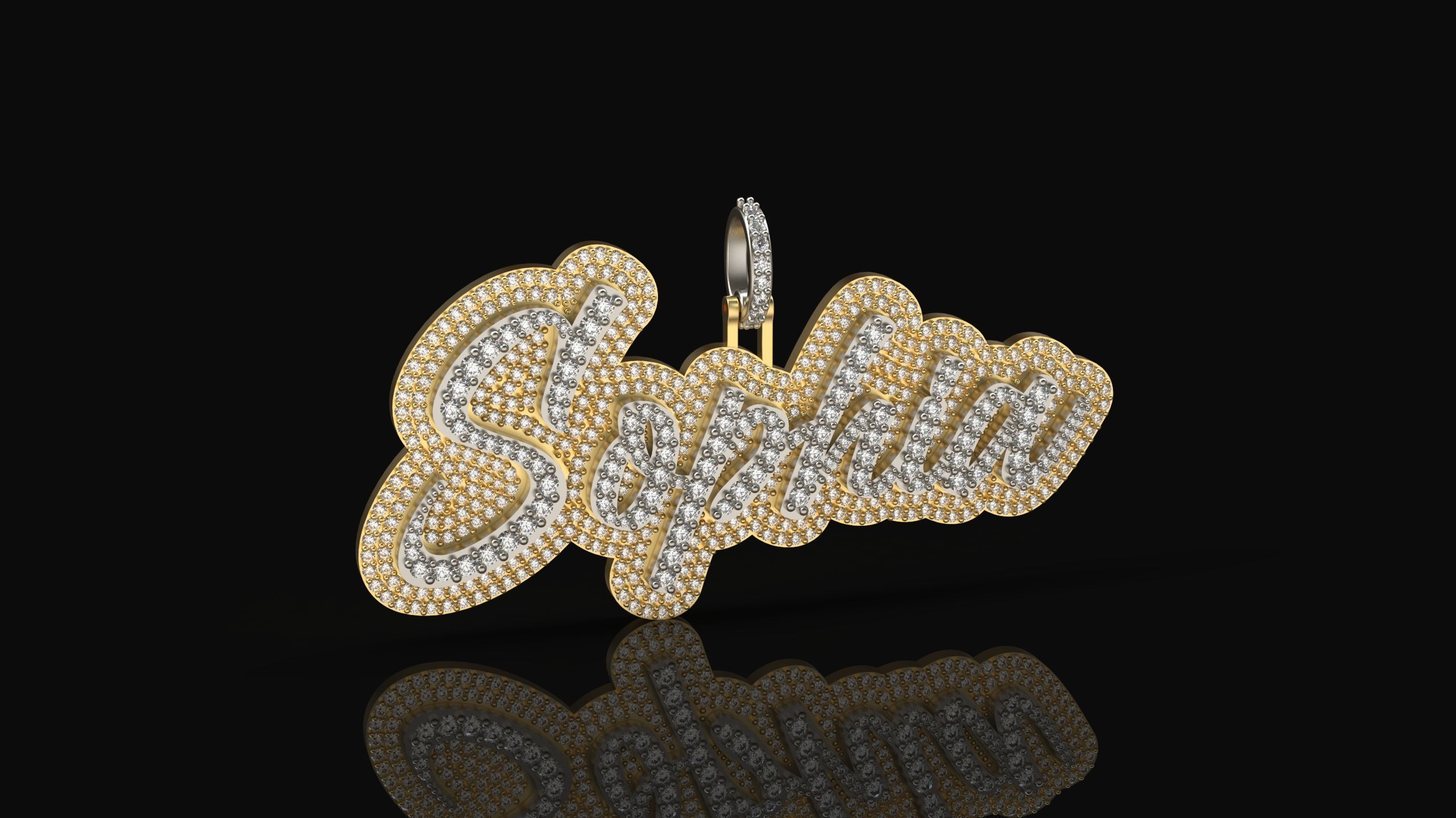 Model 500  Name Digit Necklace Sophia Diamond 3D print model_1
