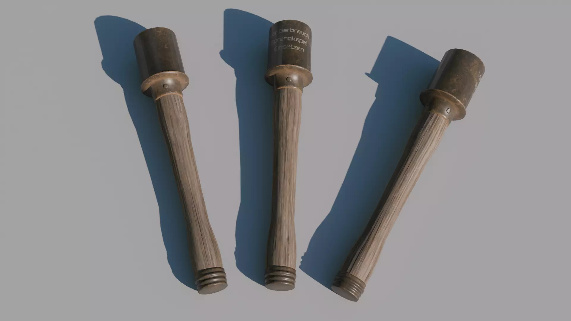 Stielhandgranate Low-poly 3D model_0