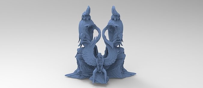 SeaShip stone crest with Egyptian statue 3D model