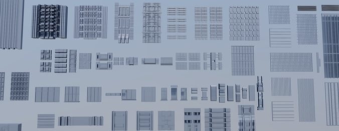facades set 1 3D model 3